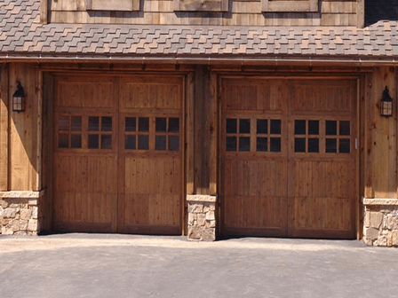 Carriage Doors with Windows and Wood