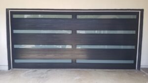 Frosted Garage Door with Wood Look